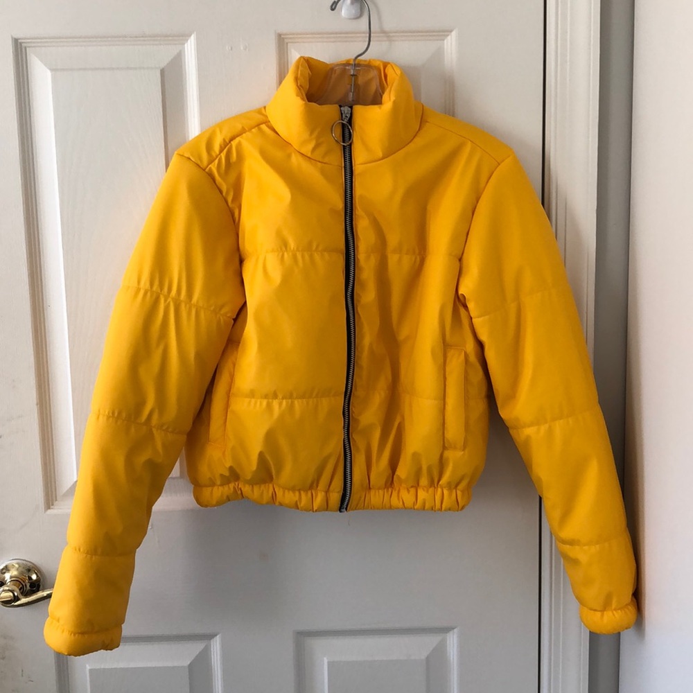 Yellow Cropped Bubble Coat